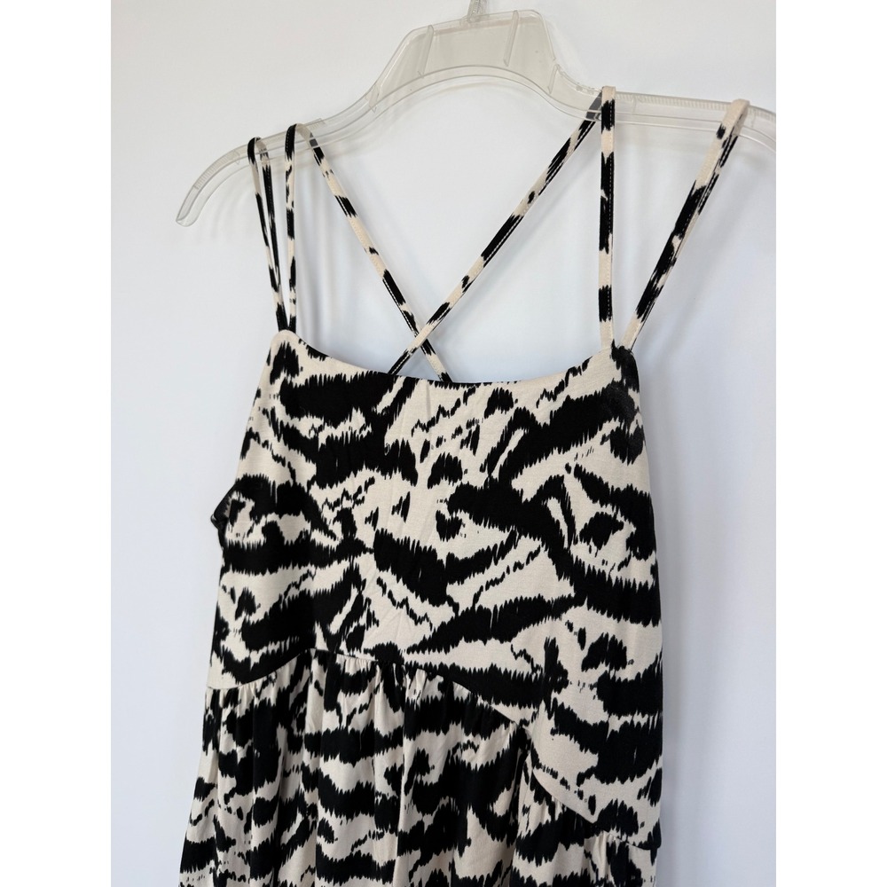 Old Navy Womens L Black White Abstract Ikat Empire Waist Pocket Sun Dress Boho